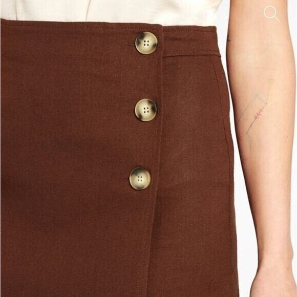 Modcloth Brown Sunny Attitude A-line Faux Wrap Mini Skirt NEW Women's 14 - Picture 3 of 9